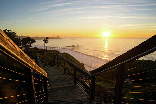 Surf Art Print featuring the photograph Scripps Sunset Stairway 1 by Richard A Brown
