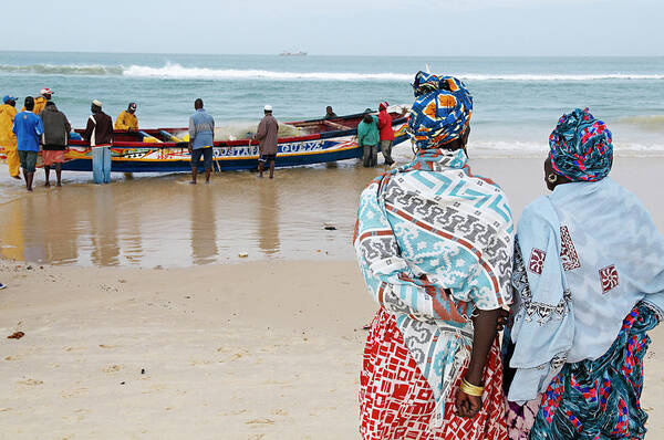 Three Quarter Length Art Print featuring the photograph Senegal, Saint Louis, People On Beach by Tuul & Bruno Morandi
