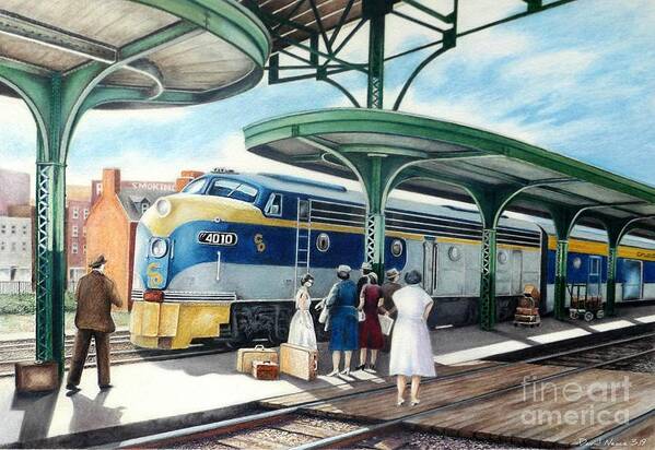 Train Art Print featuring the drawing Sentimental Journey by David Neace CPX