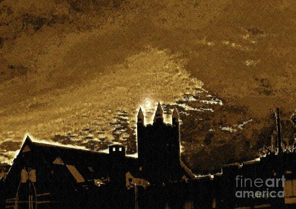 American Churches Art Print featuring the digital art Sepia Angel over Asbury by Aberjhani