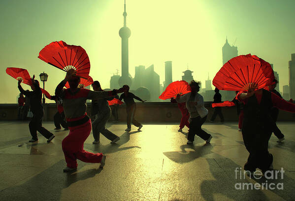 Chinese Culture Art Print featuring the photograph Shanghai Fan Dance by Simon Wong