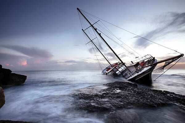 Outdoors Art Print featuring the photograph Shipwreck Off The Coast Of Malta by Kparis