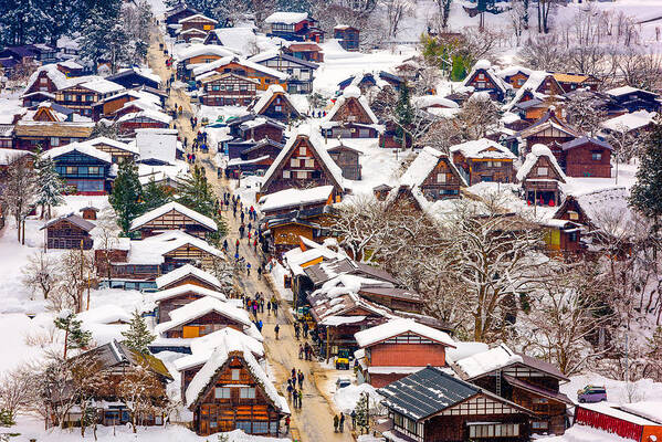 Landscape Art Print featuring the photograph Shirakawago, Gifu, Japan Historic by Sean Pavone