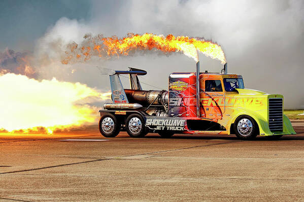 Shockwave Art Print featuring the photograph Shockwave Jet Truck - NHRA - Peterbilt Drag Racing by Jason Politte