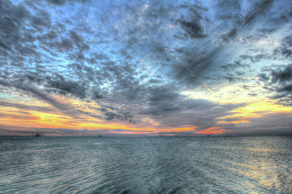 Shrimper Sunset Art Print featuring the photograph Shrimper Sunset by Robert Goldwitz