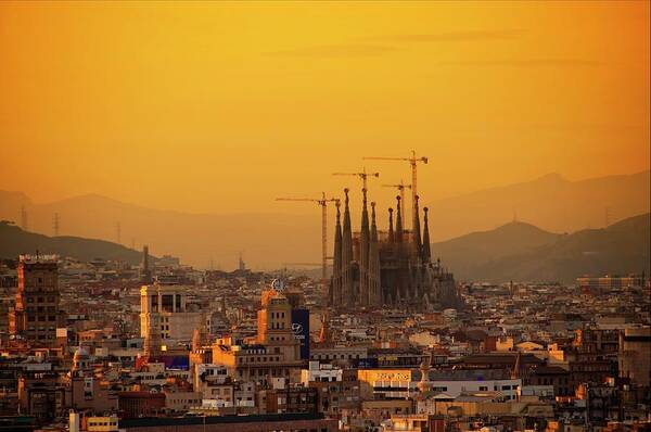 Sagrada Familia Art Print featuring the photograph Silhouettes In Barcelona by Paul Biris
