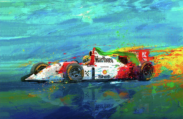 Ayrton Senna Art Print featuring the mixed media Simply The Best by Alan Greene