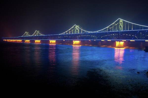 Built Structure Art Print featuring the photograph Sino Korean Friendship Bridge by Image By Damian Bettles