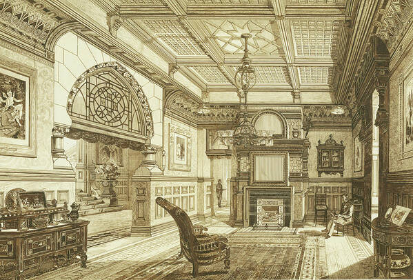 Benjamin Linfoot Art Print featuring the drawing Sitting Room of Bardwold, Merion PA by Benjamin Linfoot