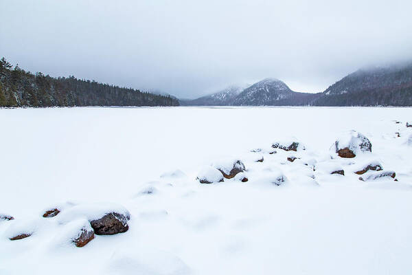 Maine Art Print featuring the photograph Snow Cover Jordan Pond by Stefan Mazzola