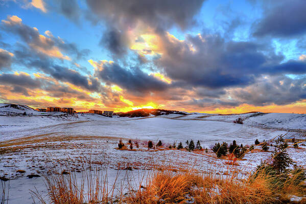 Snowy Sunset Art Print featuring the photograph Snowy Sunset by David Patterson