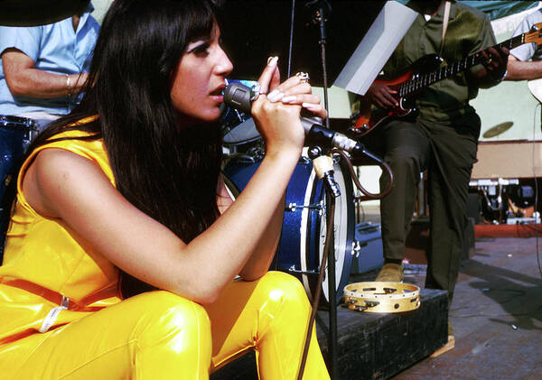 People Art Print featuring the photograph Sonny & Cher At Hollywood Bowl by Michael Ochs Archives