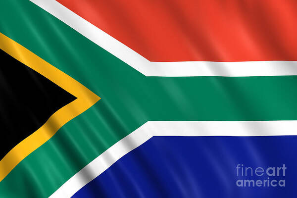 South African Flag Art Print featuring the photograph South Africa Flag by Visual7