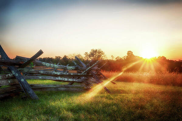 Split Art Print featuring the photograph Split-Rail Sunset by Travis Rogers