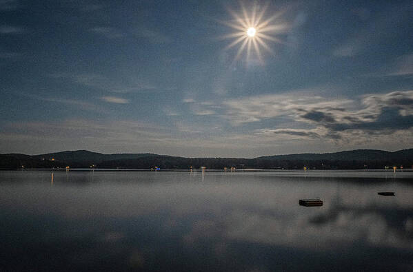 Spofford Lake New Hampshire Art Print featuring the photograph Spofford Moon Burst by Tom Singleton