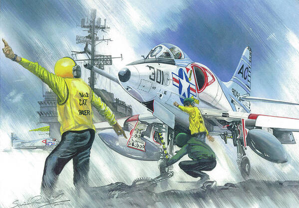 Skyhawk Art Print featuring the painting Ssdd by Simon Read