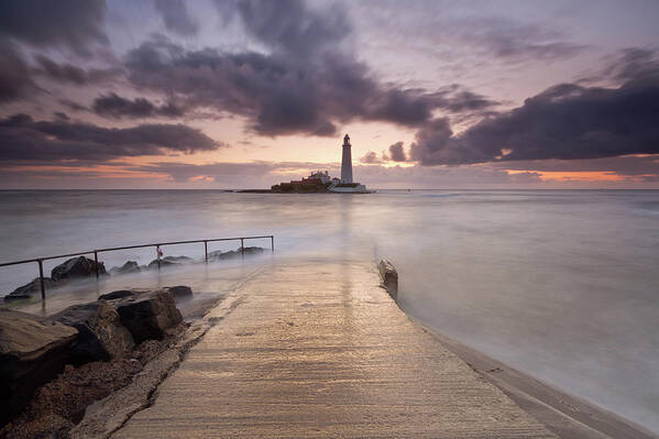 Sunrise Art Print featuring the photograph St Mary's Lighthouse by Anita Nicholson