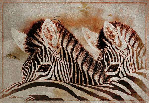 Zebra Art Print featuring the digital art Stand by Me by Cindy Collier Harris