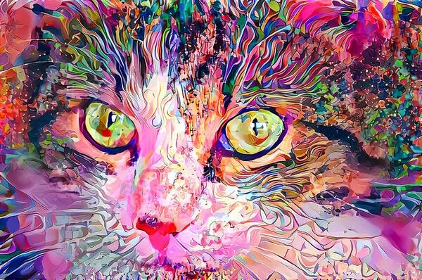 Pink Art Print featuring the digital art Stare Into My Cat Eyes by Don Northup