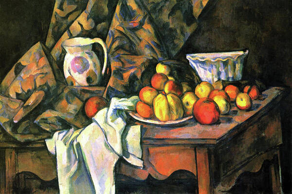 Cezanne Art Print featuring the painting Still Life with Apples & Peaches by Paul Cezanne