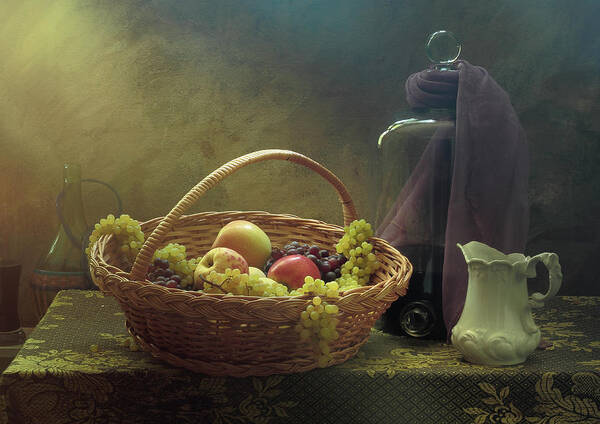 Still Life Art Print featuring the photograph Still Life With Fruits Basket by Ustinagreen