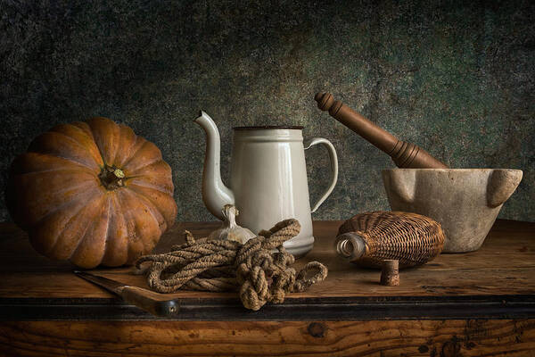 Still Life Art Print featuring the photograph Still Life With Pumpkin II by Christian Marcel