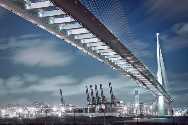 Built Structure Art Print featuring the photograph Stonecutters And Container Terminal by Andi Andreas