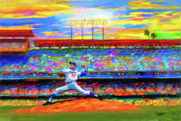 Sandy Koufax Art Print featuring the digital art Sunday With Sandy by Alan Greene