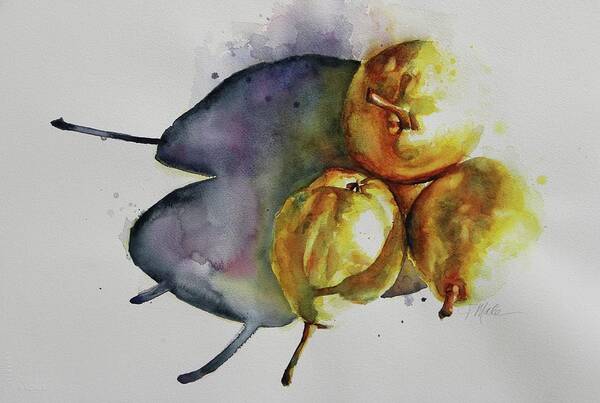 Face Masks Art Print featuring the painting Sunkissed Pears by Tracy Male