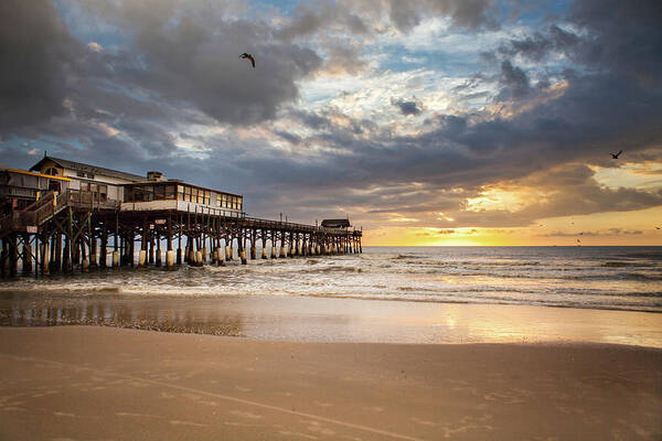 Tranquility Art Print featuring the photograph Sunrise At Cocoa Beach Pier by Will Tan