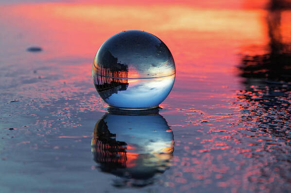 Crystal Globe Art Print featuring the photograph Sunrise at the beach by Darryl Hendricks