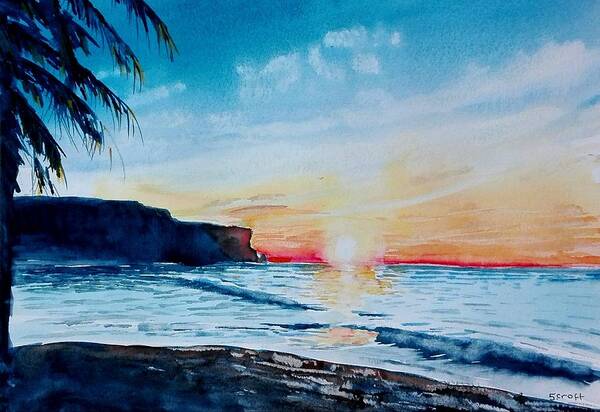 Sunrise Art Print featuring the painting Sunrise by Sandie Croft