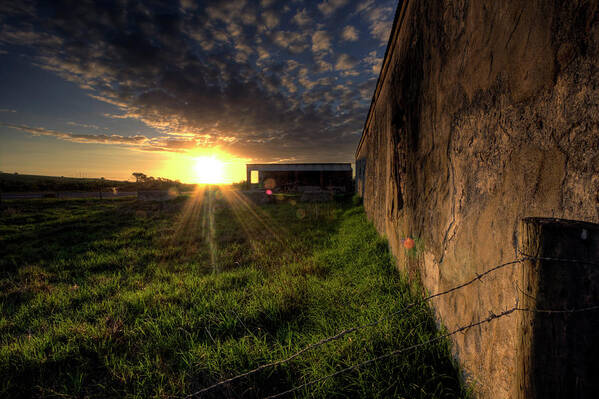 Grass Art Print featuring the photograph Sunset At Old Farmhouse by John Wilkinson Photography