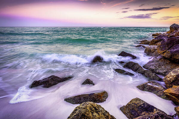 Sunset Art Print featuring the photograph Sunset at the East Jetty by Mike Whalen