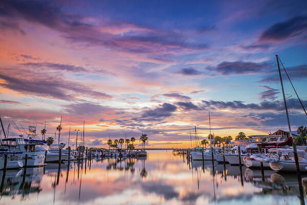 Nature Art Print featuring the photograph Sunset at the Marina by Joe Leone