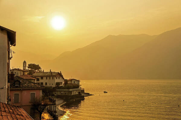 Alps Art Print featuring the photograph Sunset over Lake Como, Italy by Dawn Richards