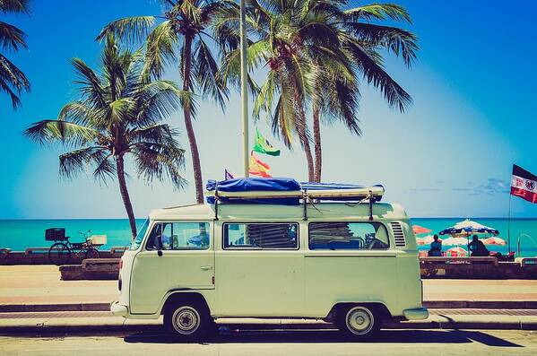 Photo Art Print featuring the photograph Surfer van by Top Wallpapers