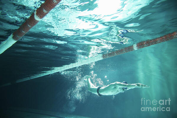 Underwater Art Print featuring the photograph Swimmer Diving Underwater by Stanislaw Pytel