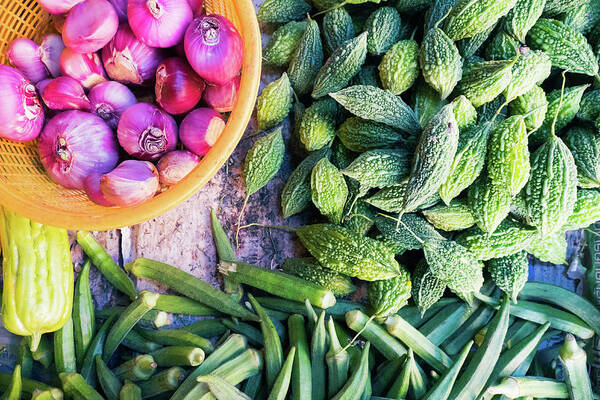 Asian Art Print featuring the photograph Thai Market Vegetables by Nicole Young