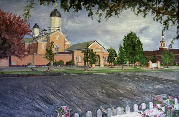 Lds Art Print featuring the painting Thank Thee for the Church and the Temple Vernal Utah Temple by Nila Jane Autry