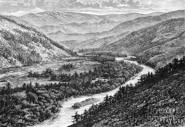 Curve Art Print featuring the drawing The Bukhtarma Valley In The Altay by Print Collector