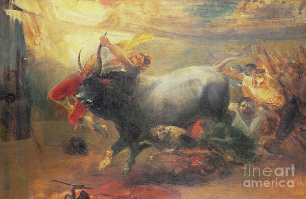 Seville Art Print featuring the painting The Bullfight by Joachin Dominguez Becquer