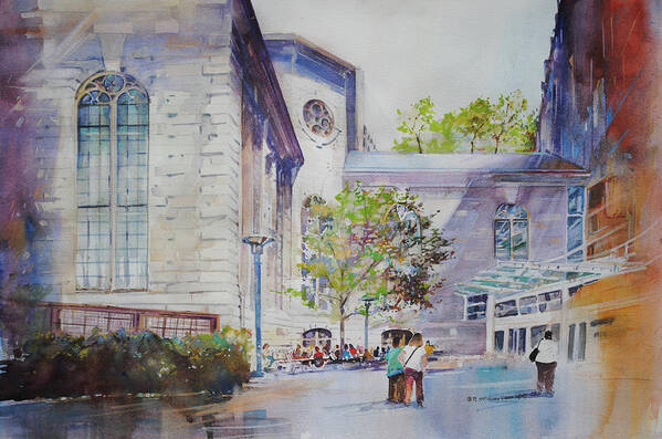 Visco Art Print featuring the painting The Courtyard at Mass General Hospital by P Anthony Visco