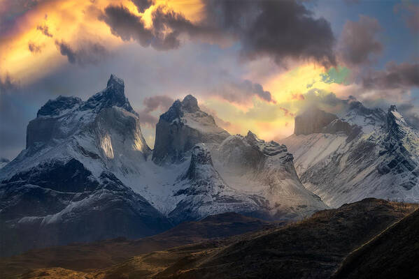 Mountains Art Print featuring the photograph The Dreamed Lights by Carlos Guevara Vivanco
