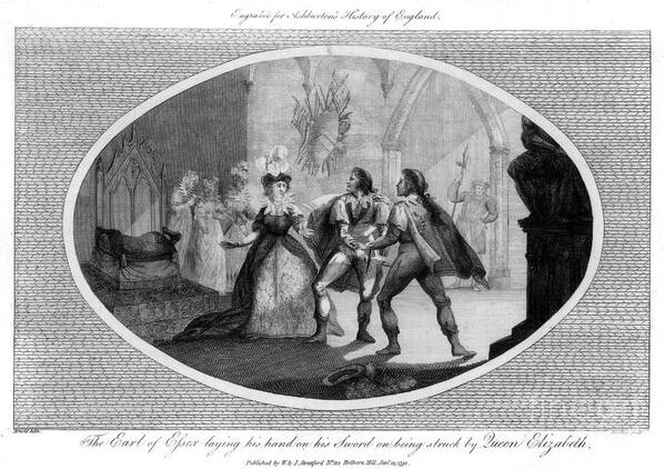Engraving Art Print featuring the drawing The Earl Of Essex Laying His Hand by Print Collector