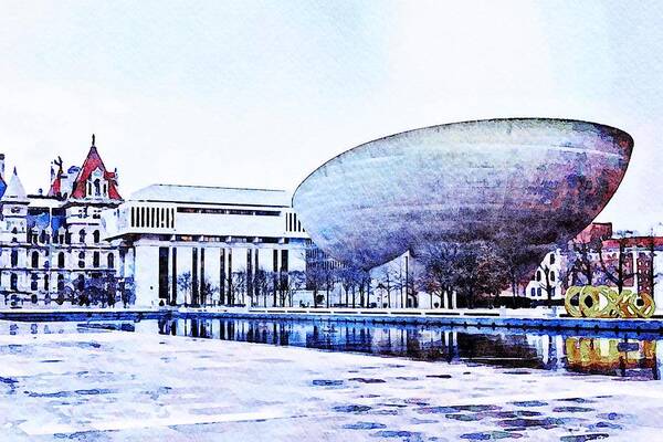 Albany Art Print featuring the photograph The Egg at Empire State Plaza in Albany, New York. by Sandra Foyt