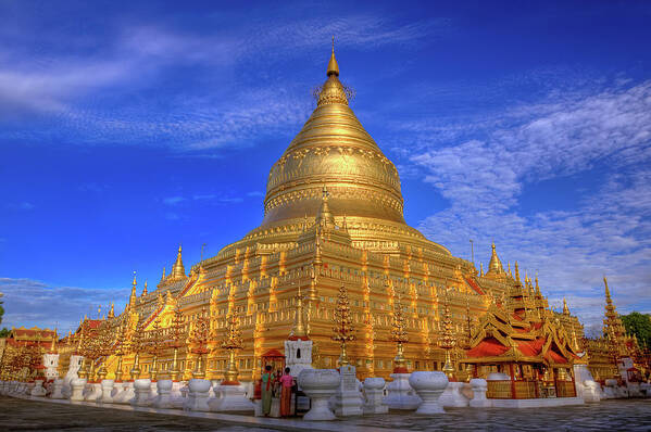 Pagoda Art Print featuring the photograph The Golden Shwezigon by Thant Zaw Wai