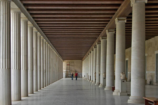 Stoa Of Attalos Art Print featuring the photograph The Inside Of The Restored Stoa Of by Izzet Keribar
