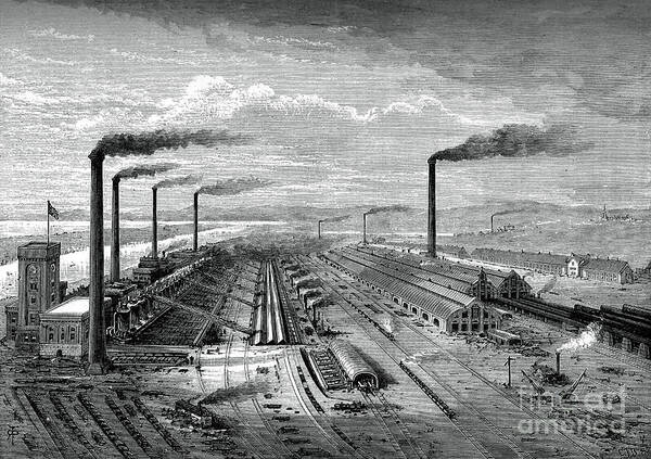 Barrow-in-furness Art Print featuring the drawing The Iron And Steel Works At Barrow by Print Collector