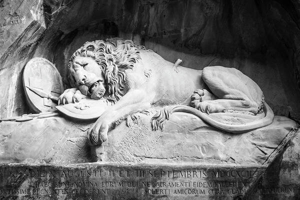 Europe Art Print featuring the photograph The Lion of Lucerne by Mary Lee Dereske
